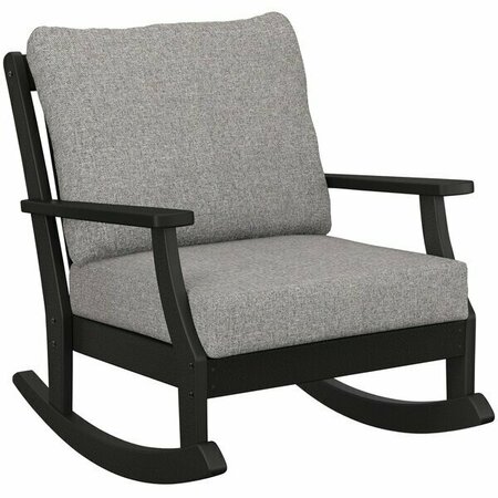 POLYWOOD 4501R-BL145980 Braxton Black / Grey Mist Deep Seating Rocking Chair 6334501RBL14